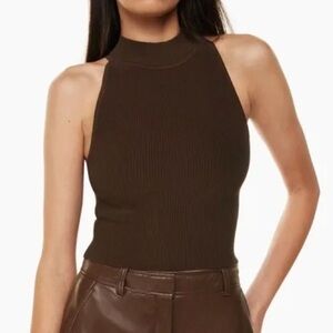 Babaton Cropped Sculpt Mockneck Halter